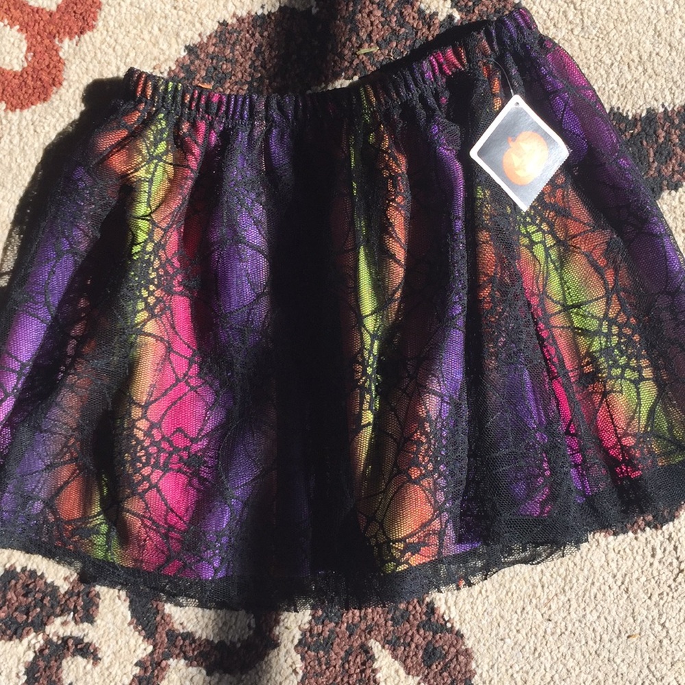 Halloween Spider web multi colored skirt